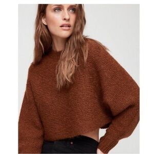 NWOT Mango XXS Brown cropped sweater.